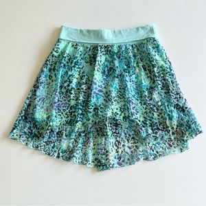 Aeropostale Blue Leopard Print High-Low Skirt, Small